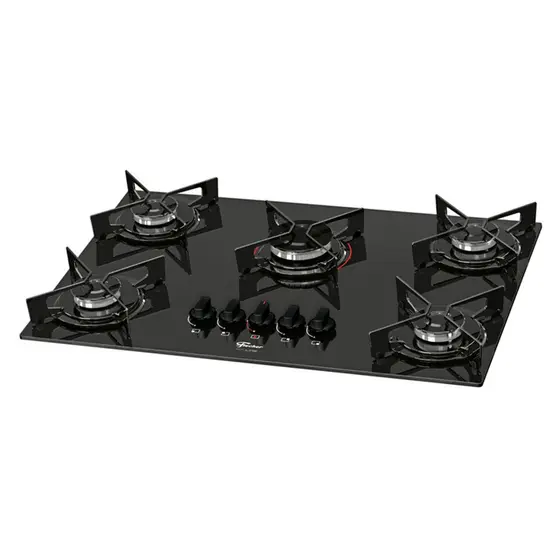 Cooktop a Gás Fischer Fit Line 5 Bocas Preto Bivolt