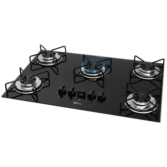 Cooktop a Gás Fischer 5 Bocas Tripla Chama Aramado Superautomático Preto