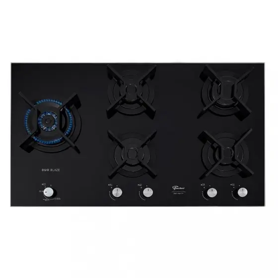 Cooktop a Gás Fischer Infinity 5 Bocas Tripla Chama Mesa Vidro