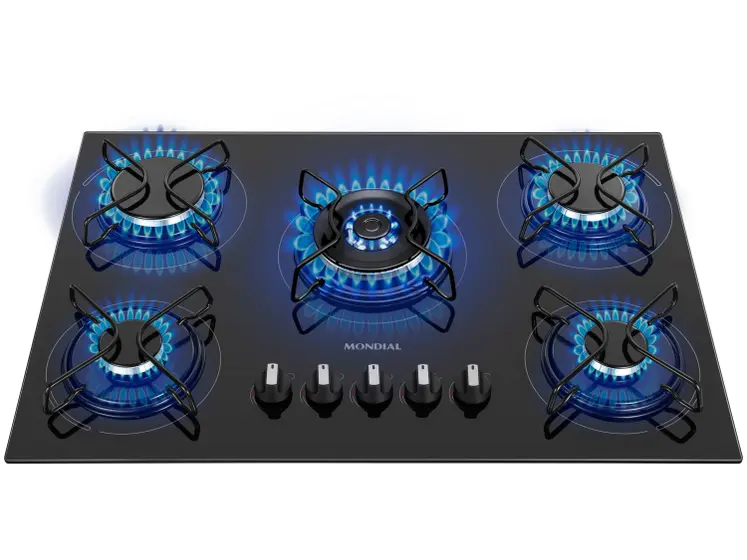 Cooktop a Gás Mondial 5 Bocas Tripla Chama Preto GLP CTG-03