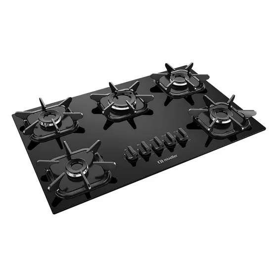 Cooktop a Gás Mueller G5 5 Bocas Ultra Chama Super Automático Preto Bivolt