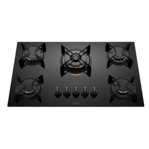 Cooktop a Gás Atlas U Top 5 Bocas Preto com Mesa de Vidro e Tripla Chama Bivolt