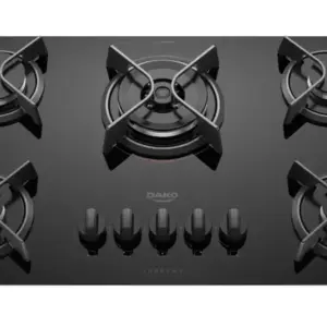 Cooktop a Gás Dako Supreme 5 Bocas Preto com Mesa de Vidro e Tripla Chama Bivolt Cooktop a Gás Dako Supreme 5 Bocas Preto com Mesa de Vidro e Tripla Chama Bivolt