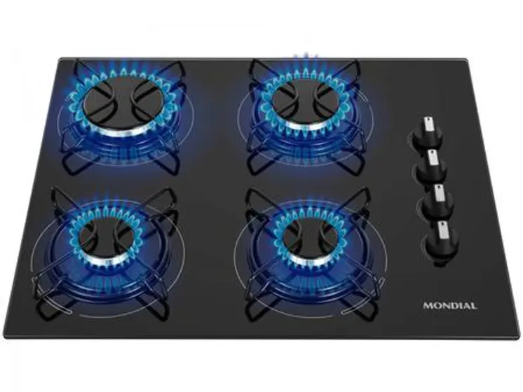 Cooktop a Gás Mondial 4 Bocas Preto Bivolt