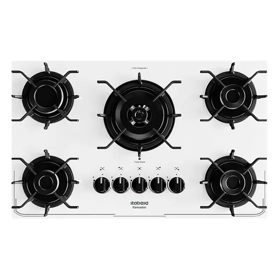Cooktop a Gás Itatiaia Itamaster 5 Bocas Tripla Chama Branco Bivolt