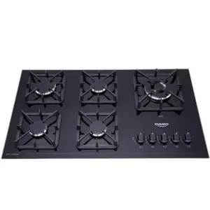 Cooktop a Gás Dako 5 Bocas Preto Mesa de Vidro Bivolt Cooktop a Gás Dako 5 Bocas Preto Mesa de Vidro Bivolt
