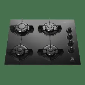Cooktop a Gás Electrolux 4 Bocas Acendimento Automático e Botões Removíveis Preto Bivolt Cooktop a Gás Electrolux 4 Bocas Acendimento Automático e Botões Removíveis Preto Bivolt