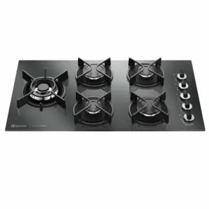 Cooktop a Gás Electrolux Home Pro 5 Bocas em Vidro Preto KE5HP Cooktop a Gás Electrolux Home Pro 5 Bocas em Vidro Preto KE5HP