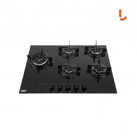 Cooktop a Gás Franke Glass 5 Bocas Inox Acendimento Automático Preto Bivolt 4000W