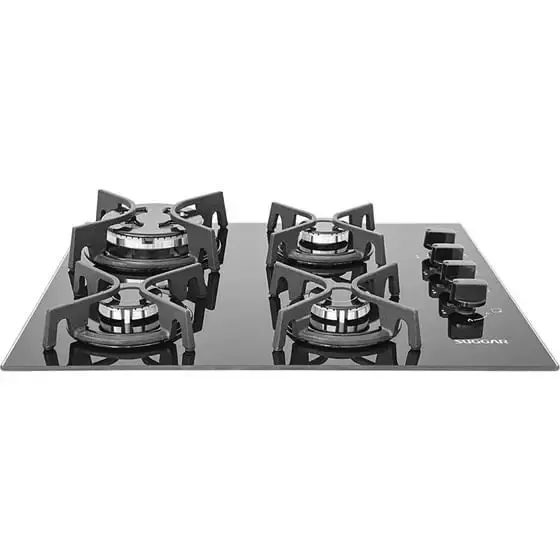 Cooktop a Gás Suggar 4 Bocas Tripla Chama Ferro Fundido Vidro Preto Bivolt FG4404FVP