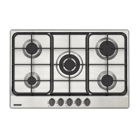 Cooktop a Gás Tramontina Penta 5GX Tri 75 em Aço Inox e Trempes em Ferro Fundido com Acendimento Superautomático 5 Queimadores