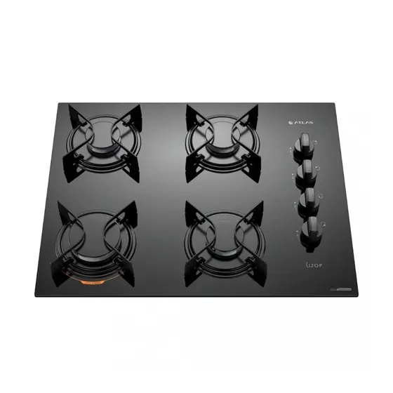 Cooktop a Gás Atlas U Top 4 Bocas Acendimento Automático Preto