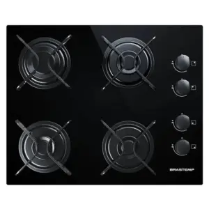 Cooktop a Gás Brastemp Ative 4 Bocas Vidro Preto Chama Rápida Bivolt