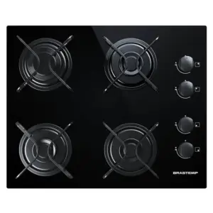 Cooktop a Gás Brastemp Ative 4 Bocas Chama Rápida Vidro Preto Bivolt