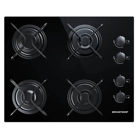 Cooktop a Gás Brastemp Ative 4 Bocas Chama Rápida Vidro Preto Bivolt