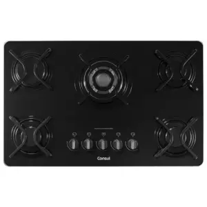 Cooktop a Gás Consul 5 Bocas Quadrichama Preto Bivolt Cooktop a Gás Consul 5 Bocas Quadrichama Preto Bivolt