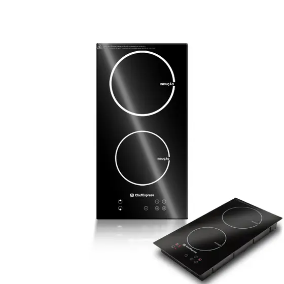 Cooktop a Indução Chef Express Top 2 Bocas Magnética com Trava de Segurança 3500W de Embutir