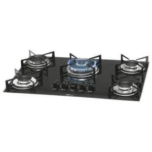 Cooktop a Gás Fischer 5 Bocas Mesa Vidro Tripla Chama Preto Bivolt Cooktop a Gás Fischer 5 Bocas Mesa Vidro Tripla Chama Preto Bivolt