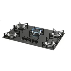 Cooktop a Gás Fischer 5 Bocas Preto Bivolt 1642-6985 Cooktop a Gás Fischer 5 Bocas Preto Bivolt 1642-6985