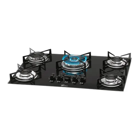 Cooktop a Gás Fischer 5 Bocas Tripla Chama Mesa de Vidro Preto Bivolt 1743-5733