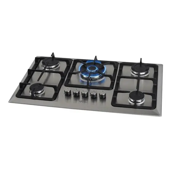 Cooktop a Gás Fischer Infinity 5 Bocas Inox Tripla Chama Trempe de Ferro Fundido Bivolt 23678-54121