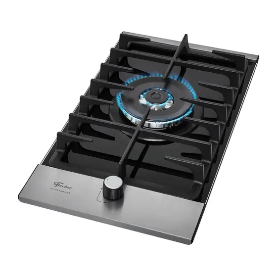 Cooktop a Gás Fischer Platinium New 1 Boca Tripla Chama Trempe Ferro Fundido Mesa Vidro 33790-92104
