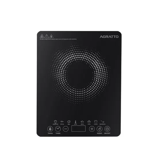 Cooktop a Indução Agratto 1 Boca 1200W Preto 127V ACKI01I-01