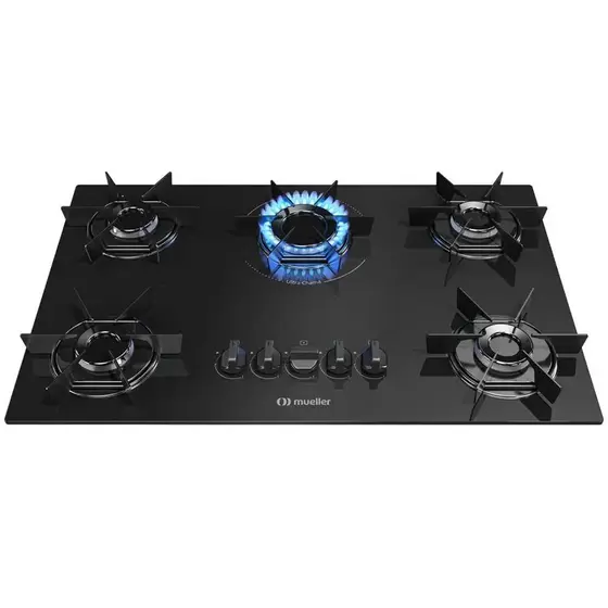Cooktop a Gás Mueller 5 Bocas Queimador Ultra Chama Bivolt MCG5BB