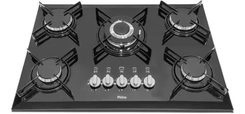 Cooktop a Gás Philco 5 Bocas com Tripla Chama Acendimento Automático