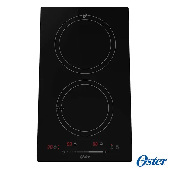 Cooktop a Indução Oster 2 Bocas em Vitrocerâmico com Painel Touch Screen 2 em 1 Preto OTOP202