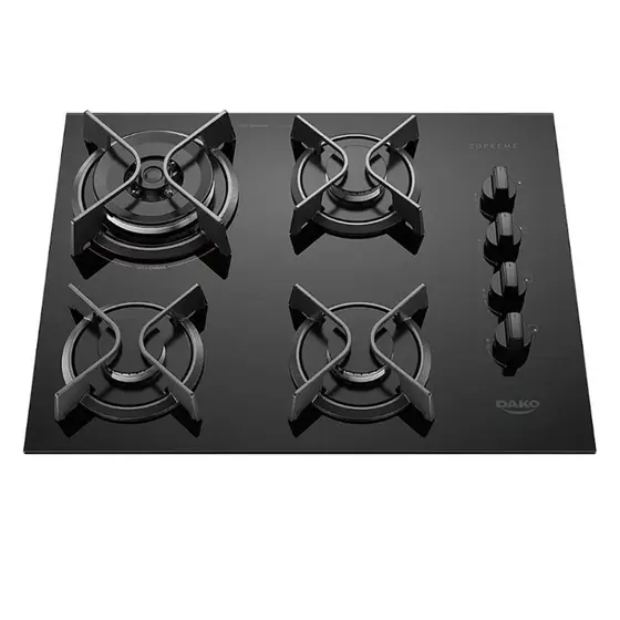 Cooktop a Gás Dako Supreme 4 Bocas com Mesa de Vidro e Tripla Chama