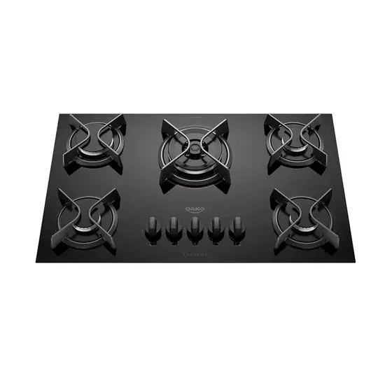 Cooktop a Gás Dako Supreme 5 Bocas Automático Mesa de Vidro Mega Chama Bivolt