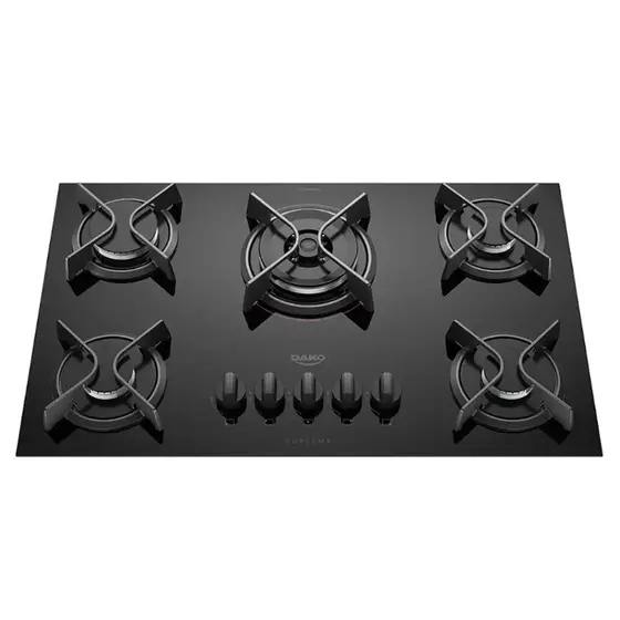 Cooktop a Gás Dako Supreme 5 Bocas com Mesa de Vidro e Tripla Chama