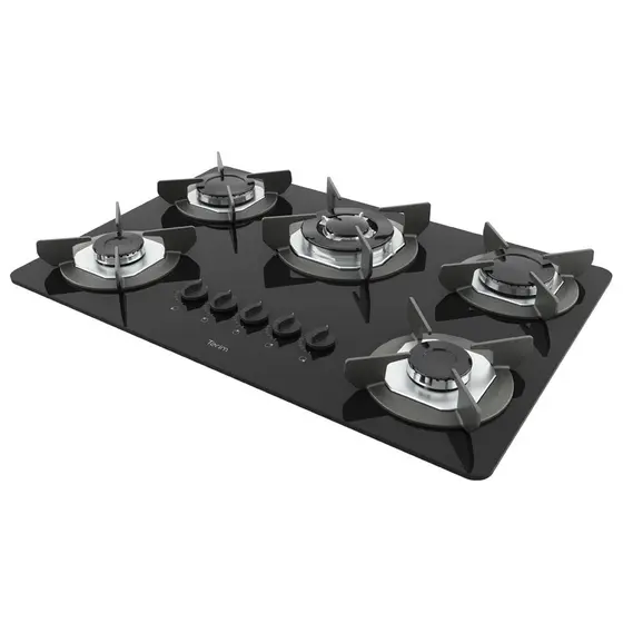 Cooktop a Gás Terim Safe 5 Bocas Tripla Chama Ferro Fundido GLP