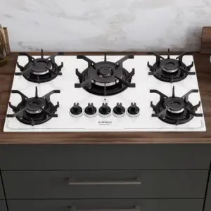 Cooktop a Gás Itatiaia Itamaster 5 Bocas Tripla Chama Vidro Temperado Branco Bivolt Cooktop a Gás Itatiaia Itamaster 5 Bocas Tripla Chama Vidro Temperado Branco Bivolt