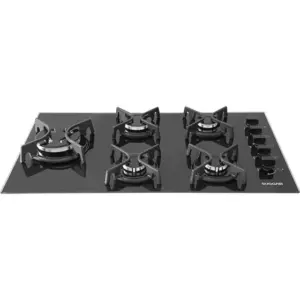 Cooktop a Gás Suggar 5 Queimadores Vidro Preto FG5535FVP Cooktop a Gás Suggar 5 Queimadores Vidro Preto FG5535FVP