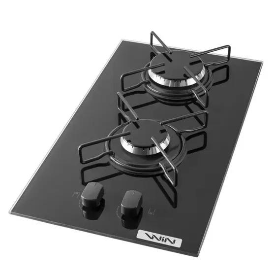 Cooktop a Gás WIN 2 Bocas de Embutir Preto Acendimento Automático Bivolt