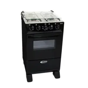 Fogão de Piso Clarice Delicato 4 Bocas Preto a Gás com Mesa Inox e Forno