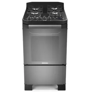 Fogão de Piso Itatiaia Itamaster 4 Bocas Prata e Preto a Gás com Timer Digital e Acendimento Automático Bivolt