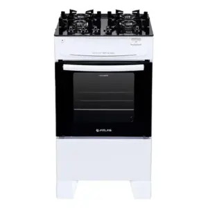 Fogão de Piso Atlas Mônaco Plus Top Glass 4 Bocas Branco com Mesa de Vidro Bivolt Fogão de Piso Atlas Mônaco Plus Top Glass 4 Bocas Branco com Mesa de Vidro Bivolt