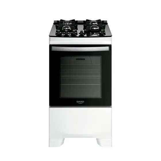 Fogão de Piso Dako Novo Supreme Glass 4 Bocas Branco com Mesa de Vidro Bivolt