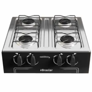 Fogão de Piso Braslar Asiático 4 Bocas Preto Fogão de Piso Braslar Asiático 4 Bocas Preto