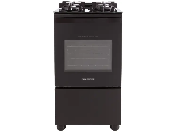 Fogão de Piso Brastemp 4 Bocas Preto com Mesa de Vidro (BFO4)