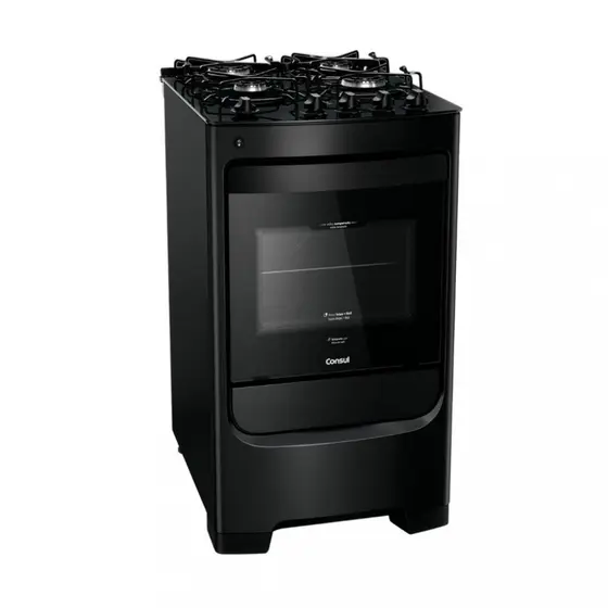 Fogão de Piso Consul 4 Bocas Preto com Mesa de Vidro e Acendimento Automático (CFO4VBE)