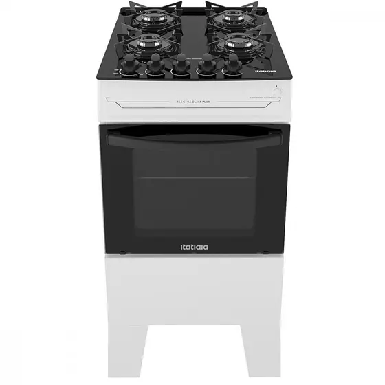 Fogão de Piso Itatiaia Electra Glass Plus 4 Bocas Branco com Mesa de Vidro Temperado Bivolt (3700000485)