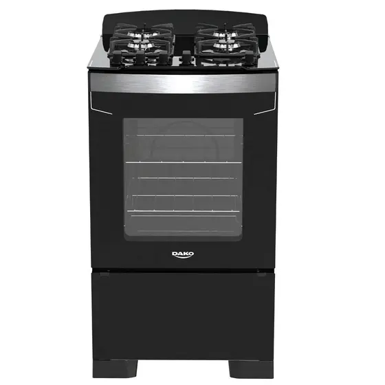 Fogão de Piso Dako Diplomata 4 Bocas Preto com Mesa de Vidro Bivolt