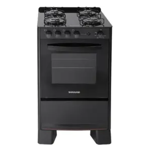 Fogão de Piso Suggar Cook Glass 4 Bocas Preto Automático com Mesa de Vidro