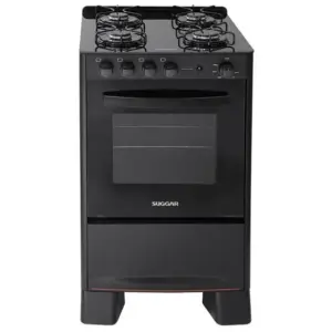 Fogão de Piso Suggar Cook Glass 4 Bocas Preto com Mesa de Vidro Bivolt (FGVCG410PT)