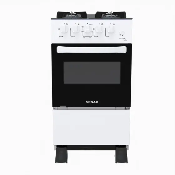 Fogão de Piso Venax Picasso Line 4 Bocas Branco com Mesa de Vidro Bivolt