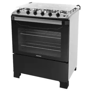 Fogão de Piso Itatiaia New Dream 5 Bocas Branco e Preto a Gás com Tripla Chama e Acendimento Automático Bivolt